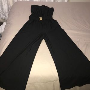 Black jumpsuit with belt